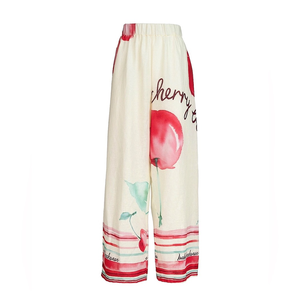 Isabel Beachwear linen blend pull on Cherry Pants small - Picture 1 of 10